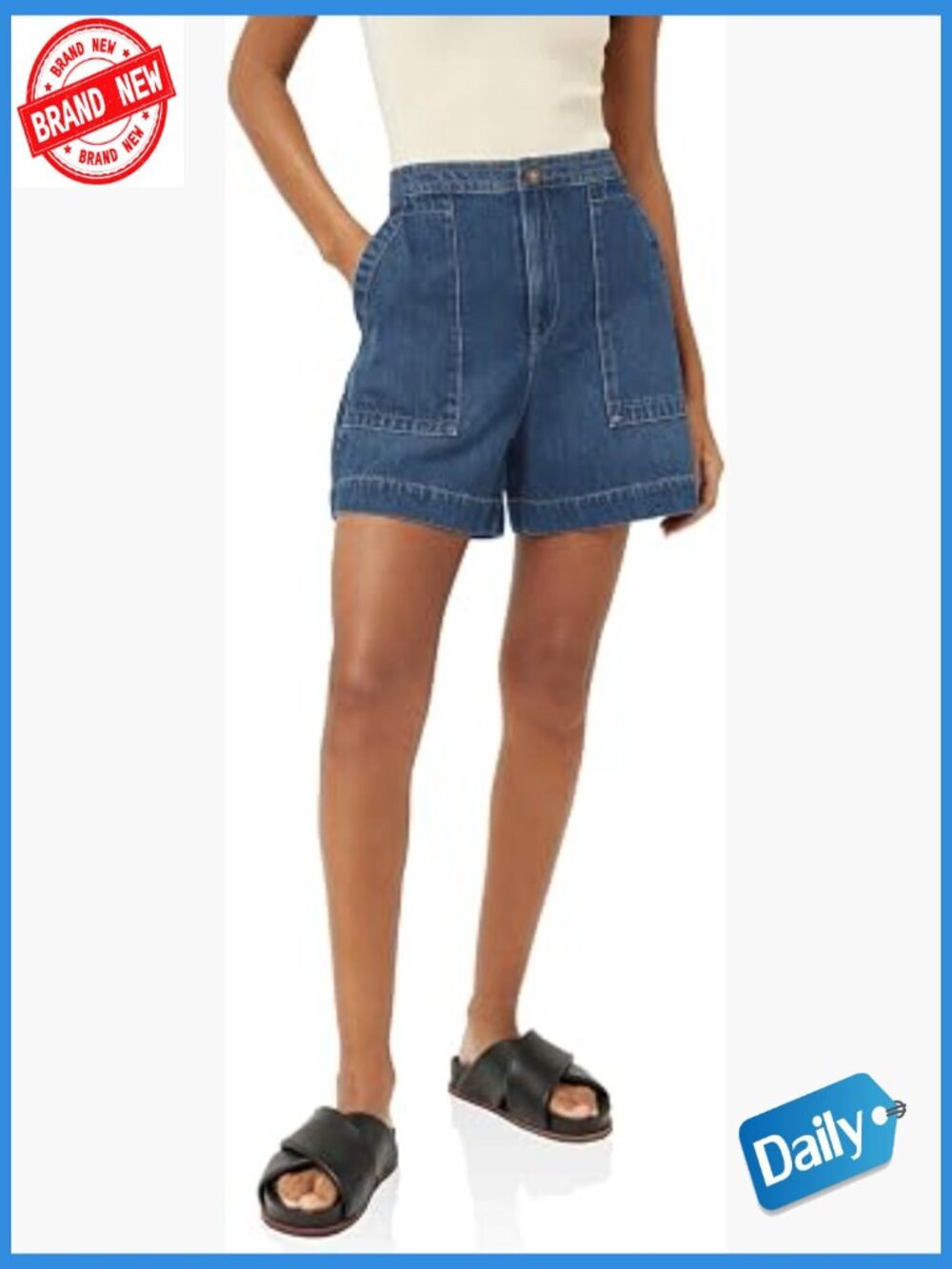High Waisted Wide Leg Denim Shorts with Pockets